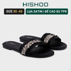 Dép Lê Nữ Đế Bệt Quai Ngang Đính Ren có Bigsize HISHOO S078