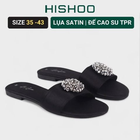 Dép Lê Nữ Đế Bệt Quai Ngang Đính Đá có Bigsize HISHOO S062