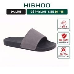 Dép quai ngang da bò Xám da lộn HISHOO U114