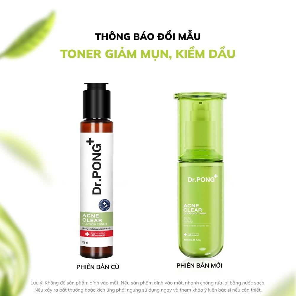  Toner giảm mụn, kiềm dầu Dr.PONG Acne Clear Glowing 100ml 