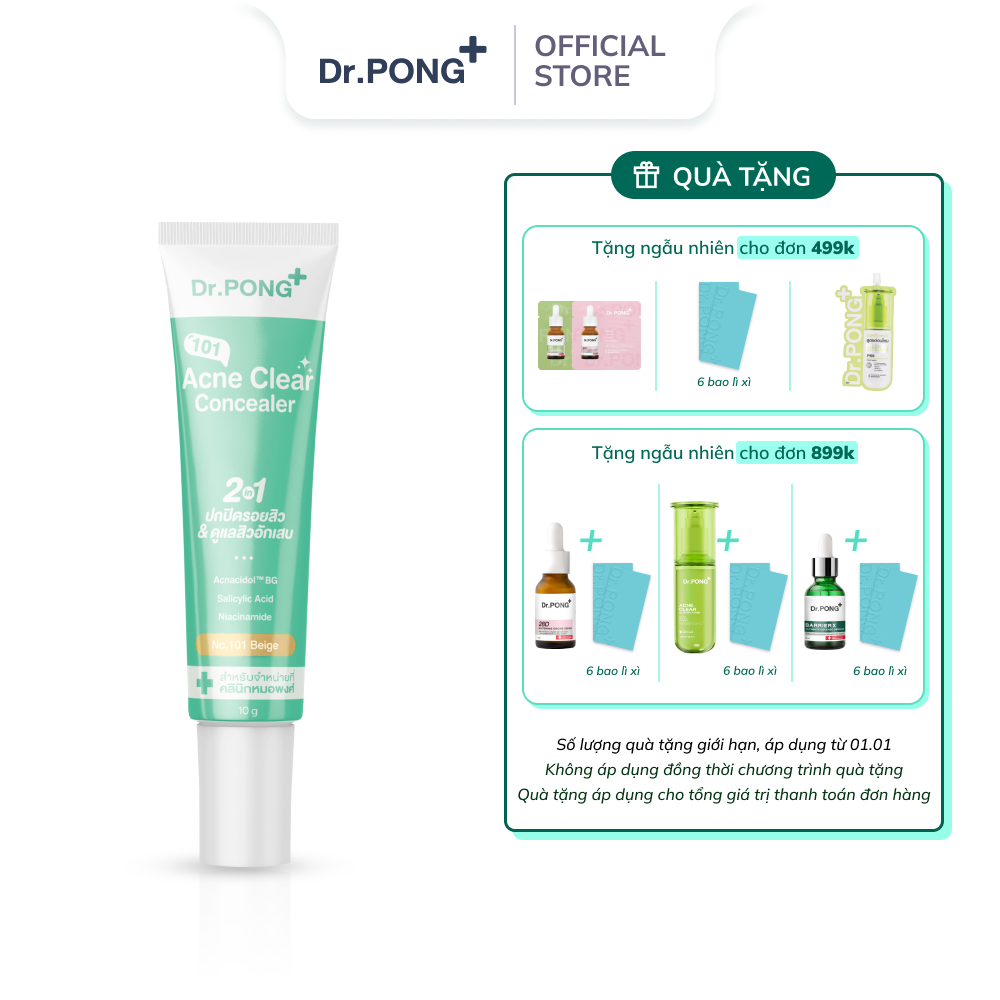 Kem che khuyết điểm giảm mụn Dr.PONG 101 Acne Clear 10g