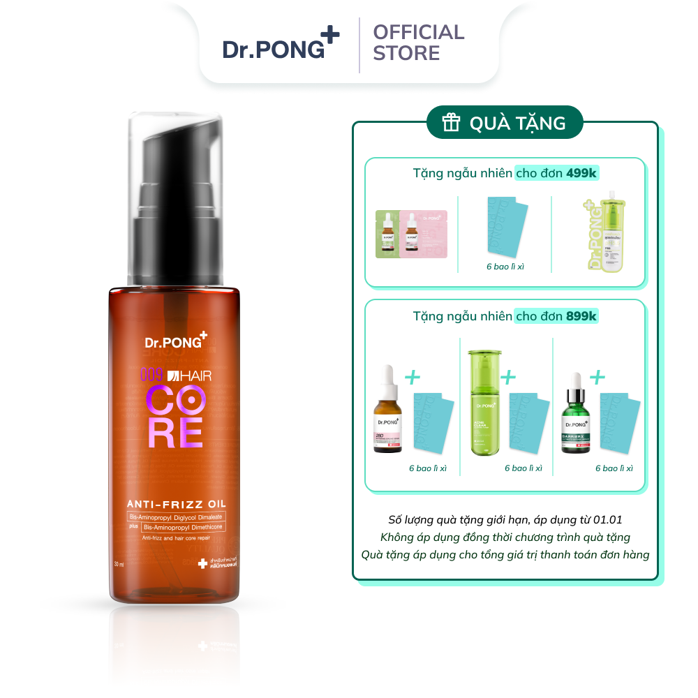 Dầu dưỡng phục hồi, suôn mềm tóc Dr.PONG 009 Hair Core Oil 30ml