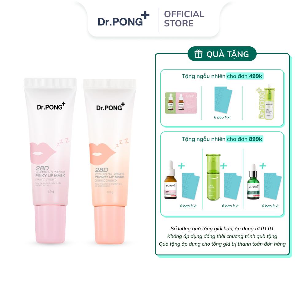 Dưỡng ẩm môi, giảm thâm môi Dr.Pong 28D Whitening Drone Lip Mask 8.5g