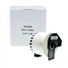 Nhãn giấy liên tục, tương thích Brother DK-22205, khổ 62mmx30,48m