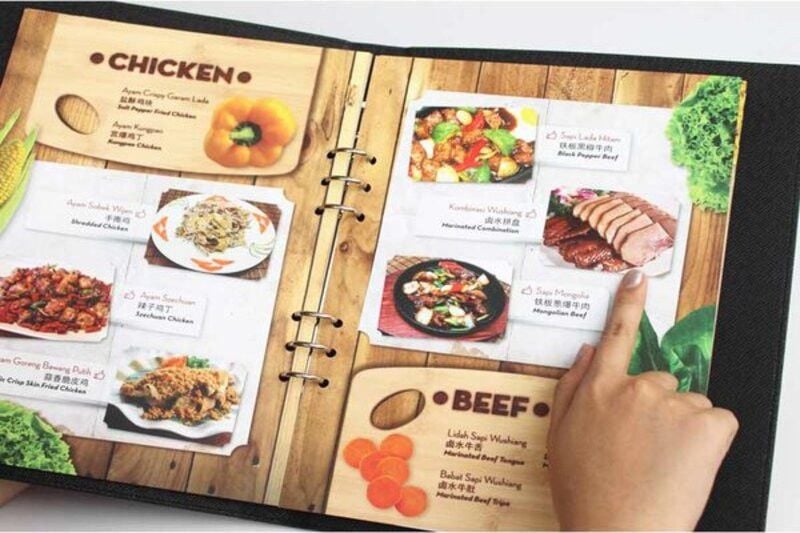 In menu nhà hàng, quán ăn theo thiết kế độc quyền