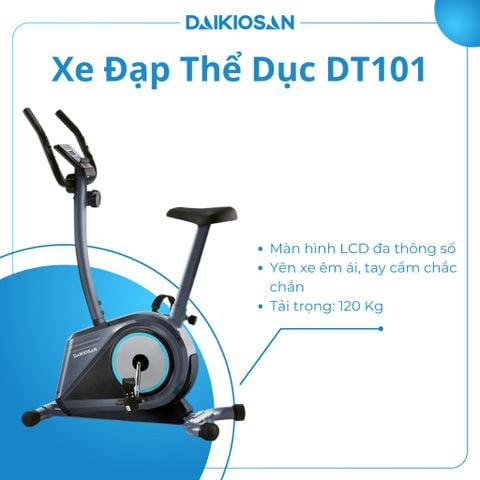Xe Đạp Tập Thể Dục Daikiosan DT101 Màn Hình LCD Đa Thông Số, Chế Độ Kháng Lực Điều Chỉnh Dễ Dàng