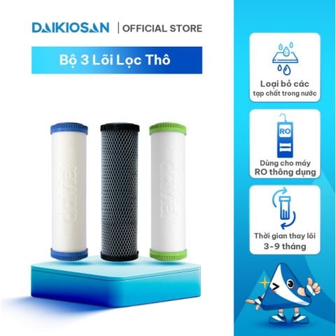 Bộ 3 Lõi Lọc Nước Thô Số 1,2,3 (Lõi Lọc PP 5micron, CTO, PP 1micro) DAIKIOSAN - Thay Được Hầu Hết Các Loại Máy Lọc Nước