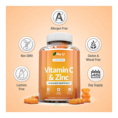 Nu U Nutrition Vitamin C & Zinc Gummies 90 Viên | 45 Servings