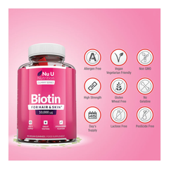 Nu U Nutrition Biotin Hair Gummies 90 Viên Dẻo | 45 Servings