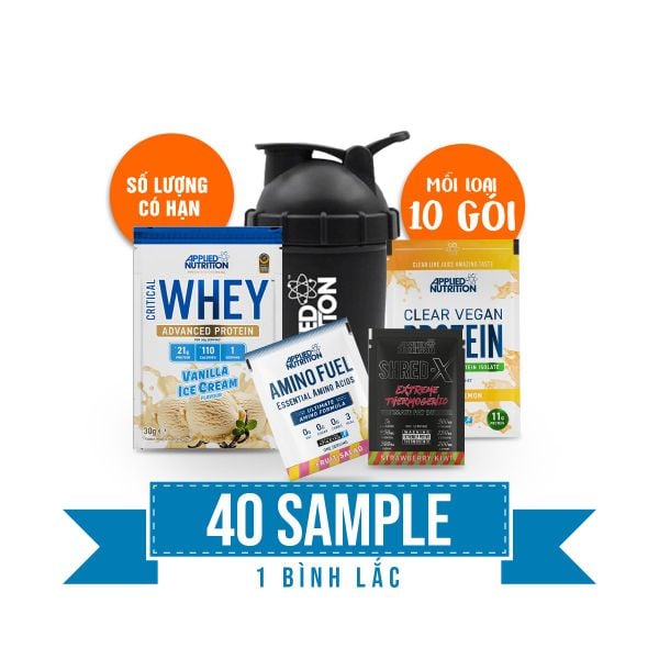 Combo 10 sample mỗi loại  tặng bình lắc Applied Nutrition