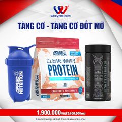 Combo Clear Whey 875gr + Shred X ABE + Bình Lắc Applied