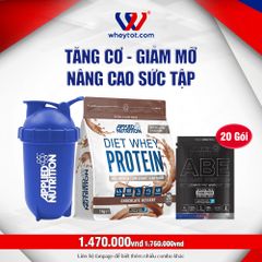 Combo Diet Whey 1kg + 20 Sample ABE + Bình Lắc Applied