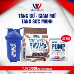 Combo Diet Whey 1kg + 20 Sample Pump + Bình Lắc Applied