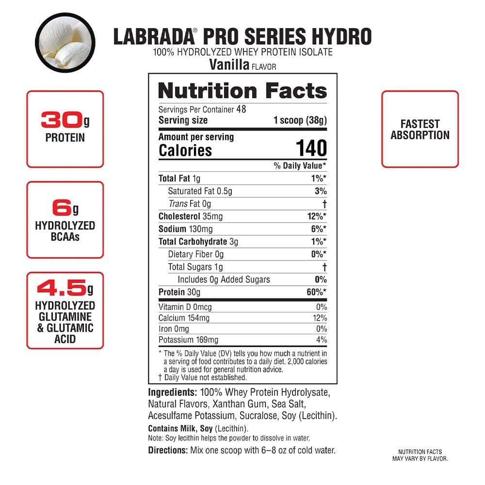 Labrada  Hydro Whey – 100% Hydrolyzed Isolate 4lb