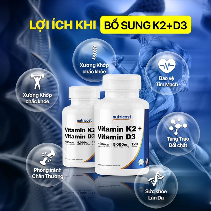 Nutricost Vitamin K2 + D3 120 viên