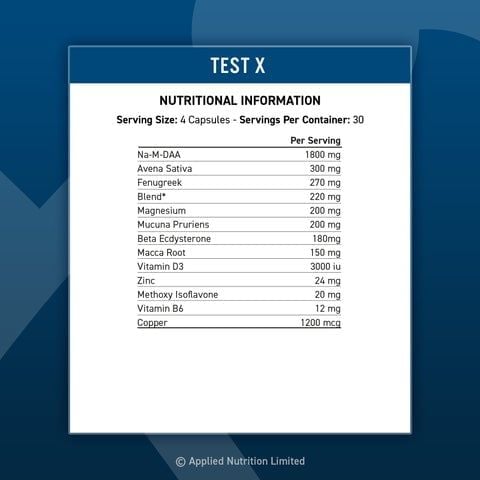 Applied Nutrition TEST X 120 Viên (30 Servings) Date: 5/2024