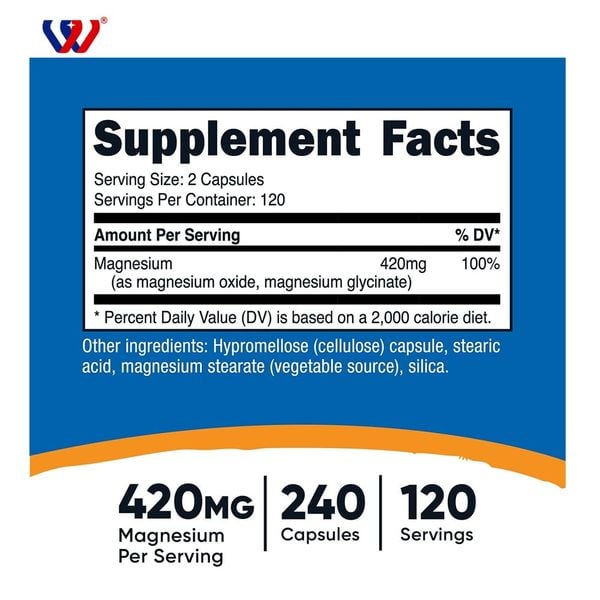 Nutricost Magnesium Extra Strength, 420 mg 240 viên