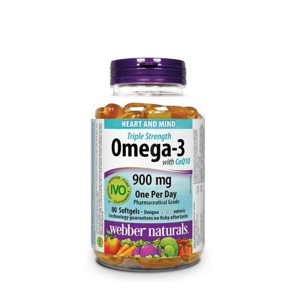 Dầu Cá Webber Naturals Triple Strength Omega3 CoQ10 900mg 80 viên