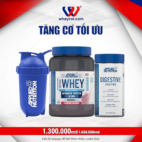 Combo Critical Whey 900gr + Digestive Enzyme + Bình Lắc Applied