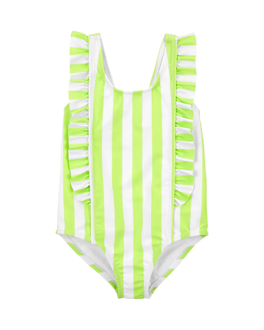 Áo Bơi Liền Thân Bé Gái Màu Trắng Kẻ Sọc Màu Xanh Carter's 2T-5T
