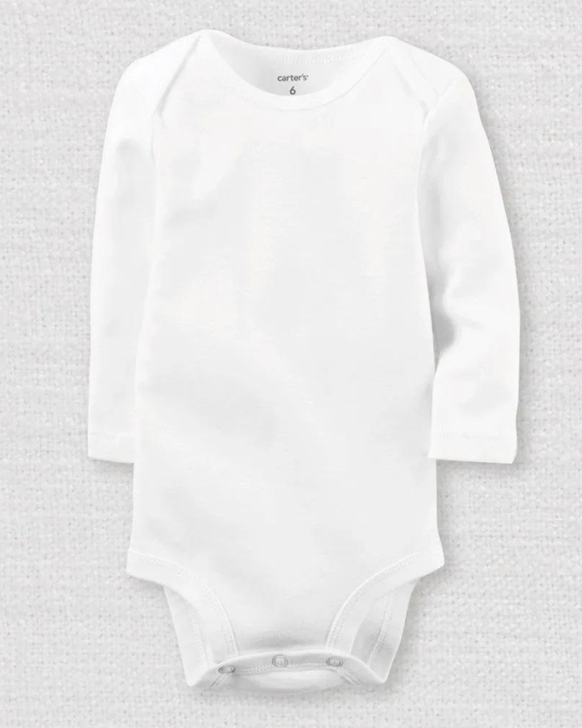 Set 4 Bodysuit Tay Dài Liền Quần Cho Bé Màu Trắng Carter's 0-24M