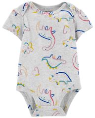 Bodysuit Liền Quần Bé Trai Xám Hình Khủng Long Carter's 0-24M