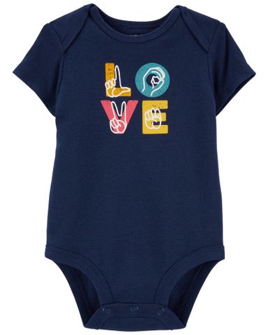 Bodysuit Liền Quần Xanh Đậm Hình Chữ Love Carter's 0-24M