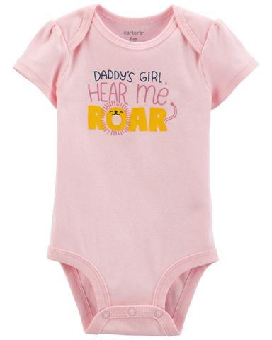 Bodysuit Liền Quần Bé Gái Màu Hồng Hình Chữ Roar Carter's 0-24M