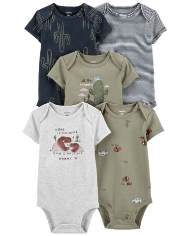 Set 5 Bodysuit Liền Quần Bé Trai Nhiều Họa Tiết Carter's 0-24M