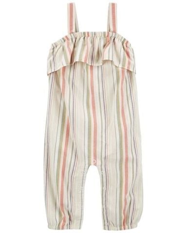 Bodysuit Liền Quần Dài Bé Gái Kẻ Sọc Nhiều Màu Nhấn Bèo Carter's 0-24M