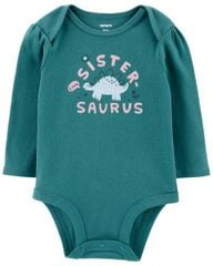 Bodysuit Liền Quần Bé Gái Màu Xanh Lục Chữ Sister Carter's 0-24M