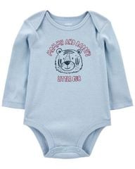 Bodysuit Liền Quần Bé Trai Màu Xanh Chữ Mommy And Daddy Carter's 0-24M