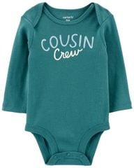 Bodysuit Liền Quần Bé Trai Màu Xanh Lục Chữ Cousin Crew Carter's 0-24M