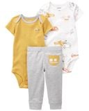 Set 2 Bodysuit Liền Quần Bé Trai Màu Vàng Và Trắng Kèm Quần Dài Carter's 0-24M