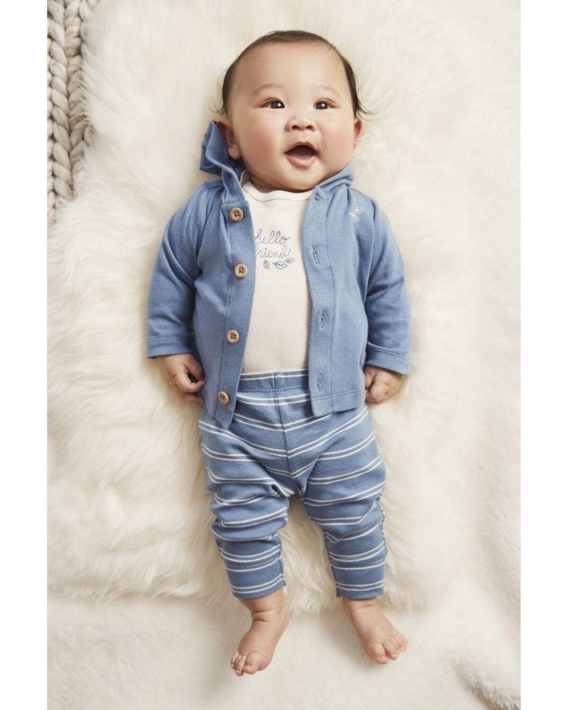 Set Gồm Quần Dài Và Bodysuit Liền Quần Bé Trai Kèm Áo Khoác Có Nón Màu Xanh Carter's 0-24M