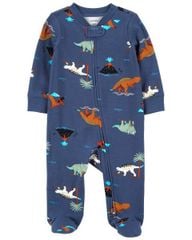 Bodysuit Liền Quần Dài Bé Trai Màu Xanh Dương Hình Khủng Long Carter's 0-24M