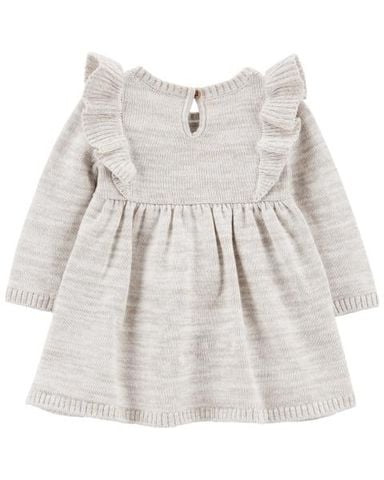 Đầm Bé Gái Nhấn Bèo Màu Xám Carter's 0-24M