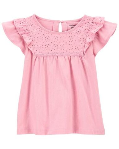 Áo Tay Ngắn Cánh Bèo Bé Gái Màu Hồng Carter's 2T-5T