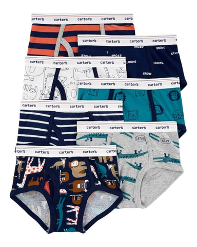 Set 7 Quần Lót Bé Trai Nhiều Màu Hình Động Vật Carter's 2T-5T