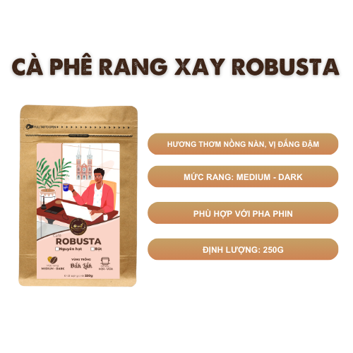  Cà Phê Robusta Gói 250g Bột Xay Mới 
