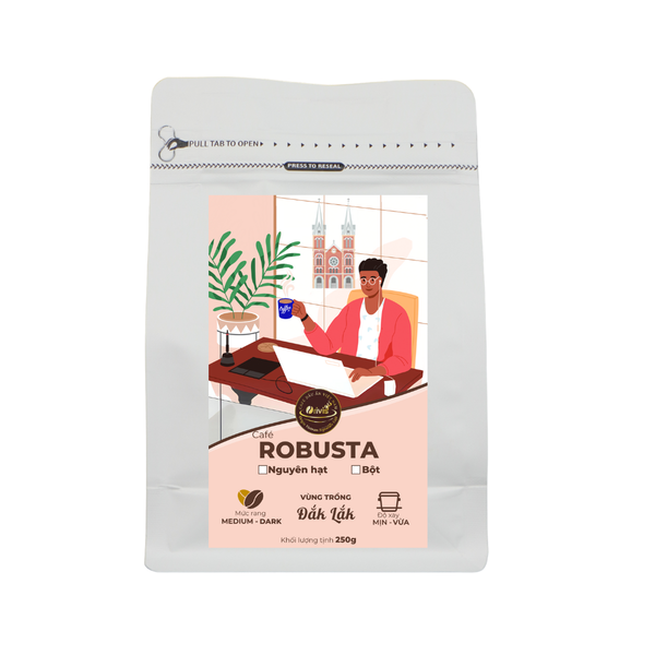  Cà Phê Robusta Gói 250g Hạt Rang Mộc 