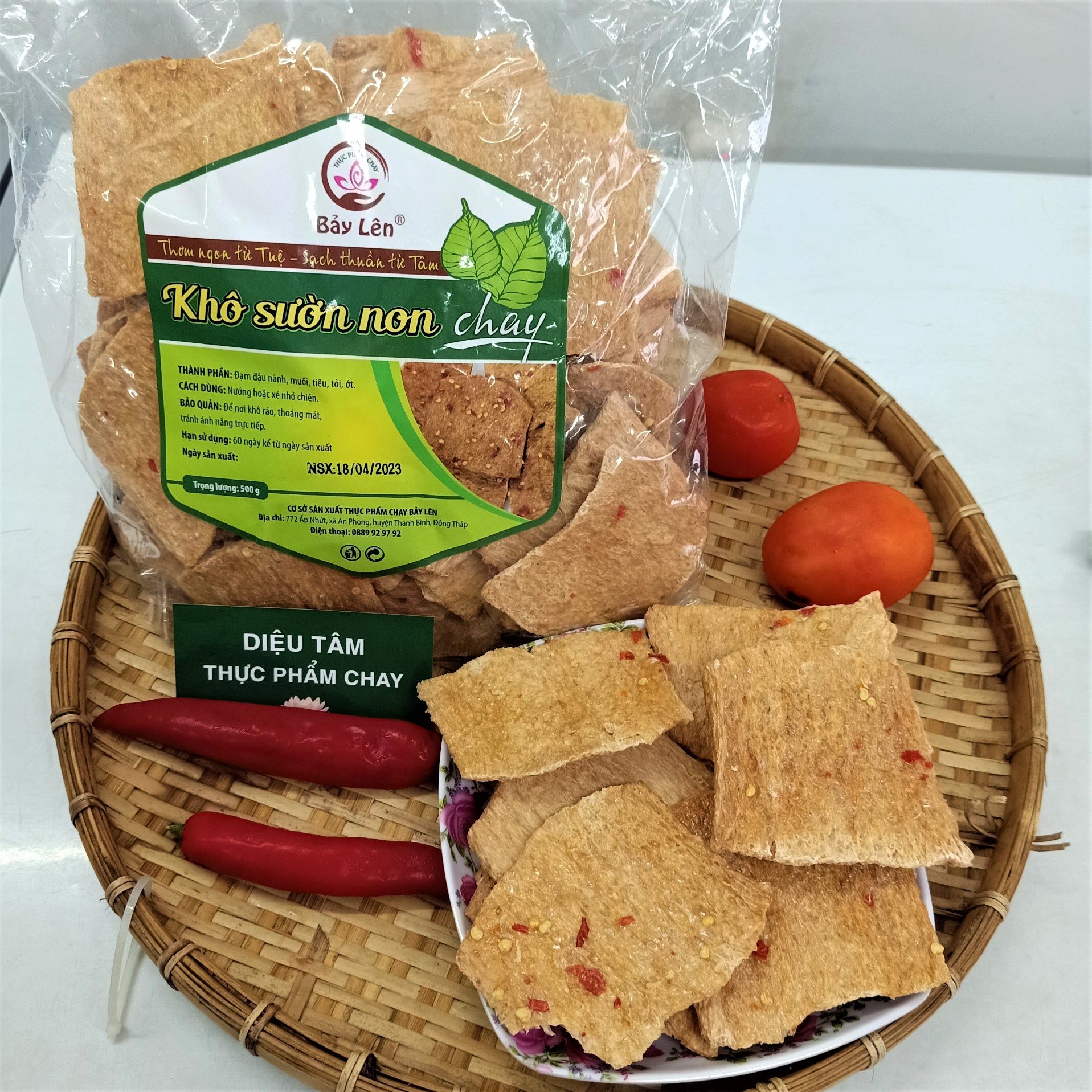 Khô Sườn non chay ướp ớt Bảy Lên (100g, 500gr/ gói)