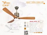  Quạt trần đèn trang trí hiện đại cánh gỗ QVifa 01 
