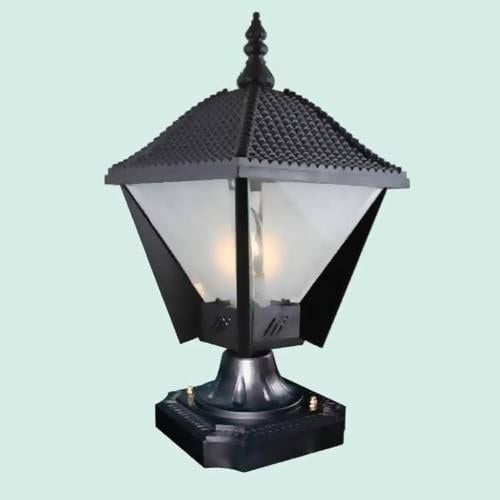  Đèn trụ cổng vuông E27, Ø200 x H400, vỏ đen NVT 352B 