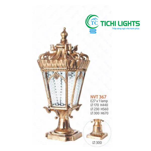  Đèn trụ cổng NVT 367-Ø300 