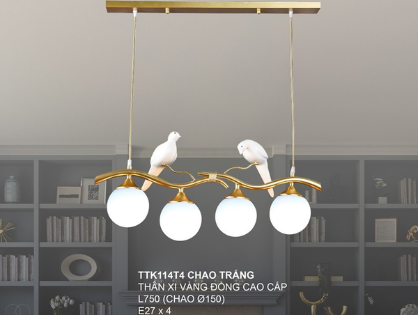  Đèn thả thiết kế thân xi vàng đồng cao cấp TTK 114T4 