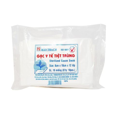  Gạc y tế Bảo Thạch 8cmx10cmx12lớp (Gói/10 miếng) 