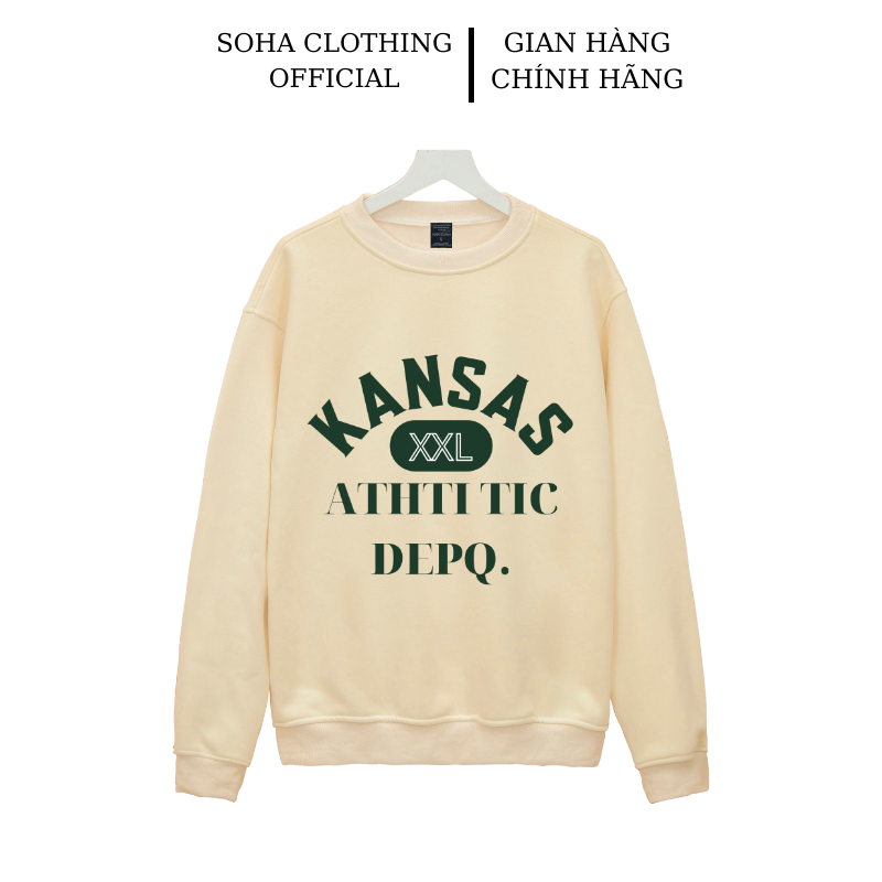  Áo nỉ sweater nam nữ form rộng vải nỉ bông dày dặn phong cách Ulzzang Kansas - SoHa Clothing 