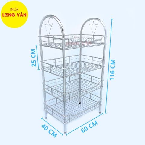  Kệ bếp INOX cao cấp Vòng Cung Hông 3 tầng, kệ úp chén bát đĩa phòng bếp, có kệ gia vị, tặng kèm nút chân 