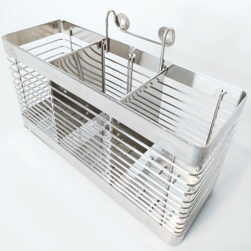  Ống đũa INOX 304 la 3 ngăn cao cấp, dụng cụ phòng bếp đựng muỗng đũa tiện lợi 
